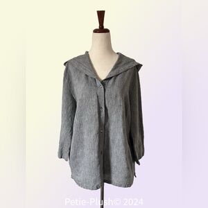 Partners - Linen Blend Button Down Cardigan/Hoodie - Size: Medium